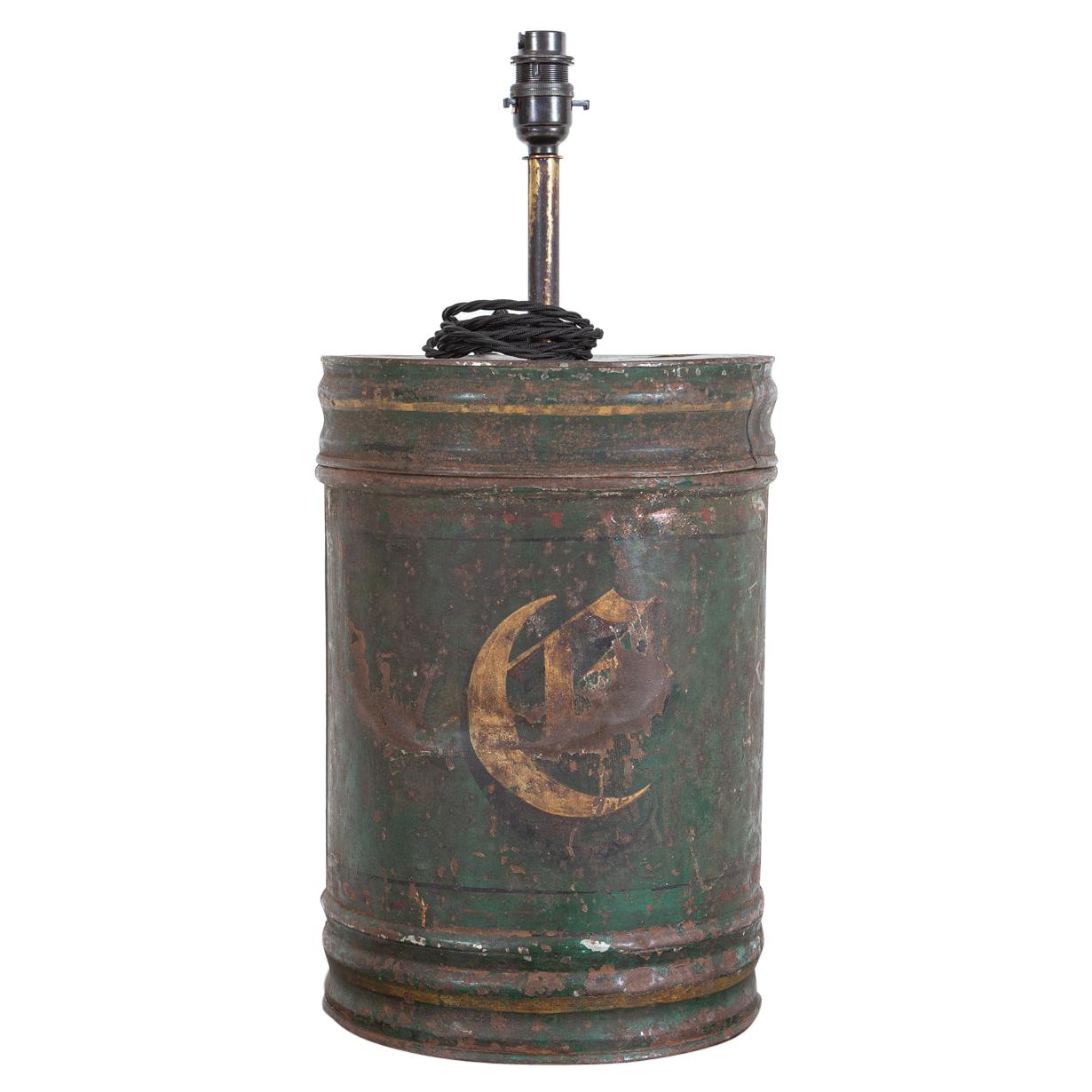 19thC English Toleware Tea Cannister Lamp