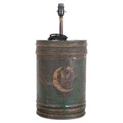 19thC English Toleware Tea Cannister Lamp