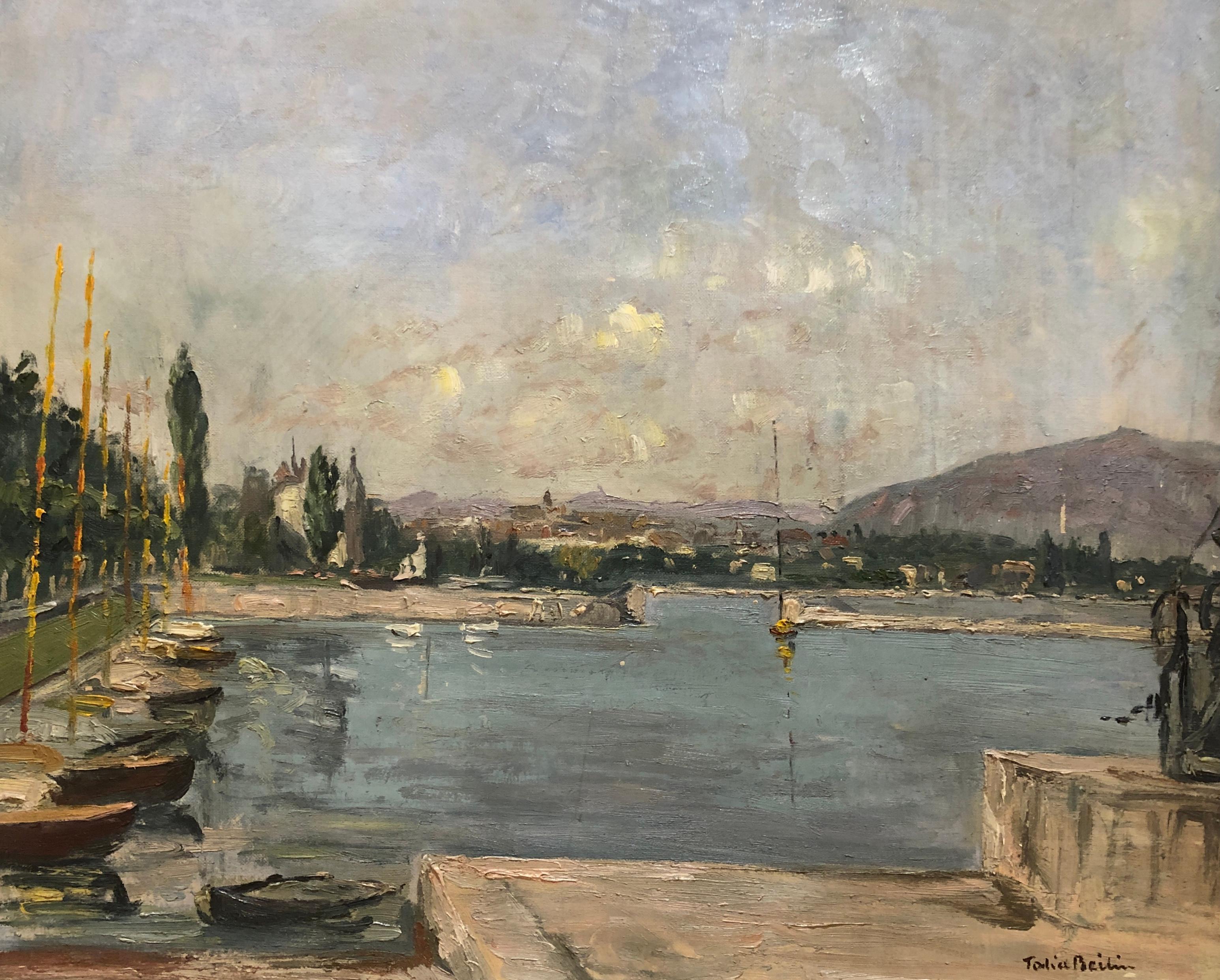 Tolia Beilin Landscape Painting - Geneva harbor