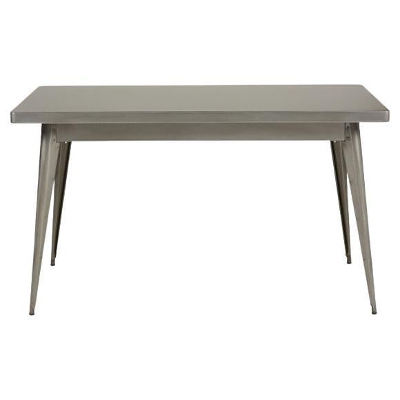 Tolix 55 Tisch 70x70 cm aus glänzendem Rohstahl für den Innenbereich