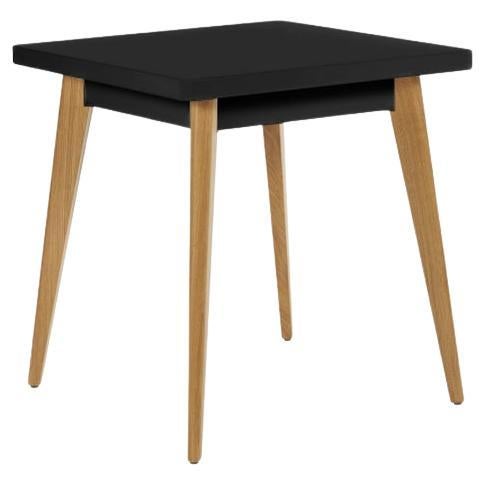 Tolix 55 Table Outdoor Painted with Wood Legs in Black For Sale