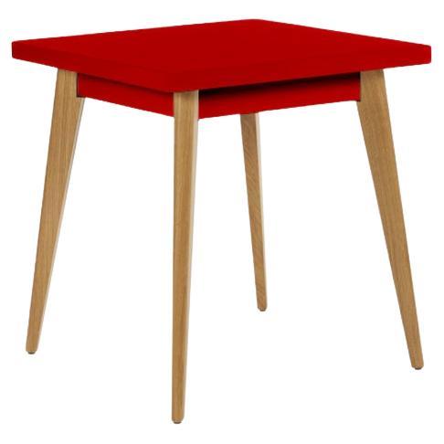 Tolix 55 Table Outdoor Painted with Wood Legs in Chili For Sale