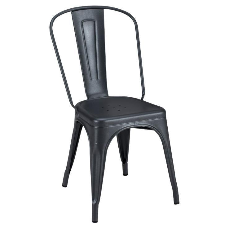 Tolix A Chair Indoor Painted in Graphite For Sale