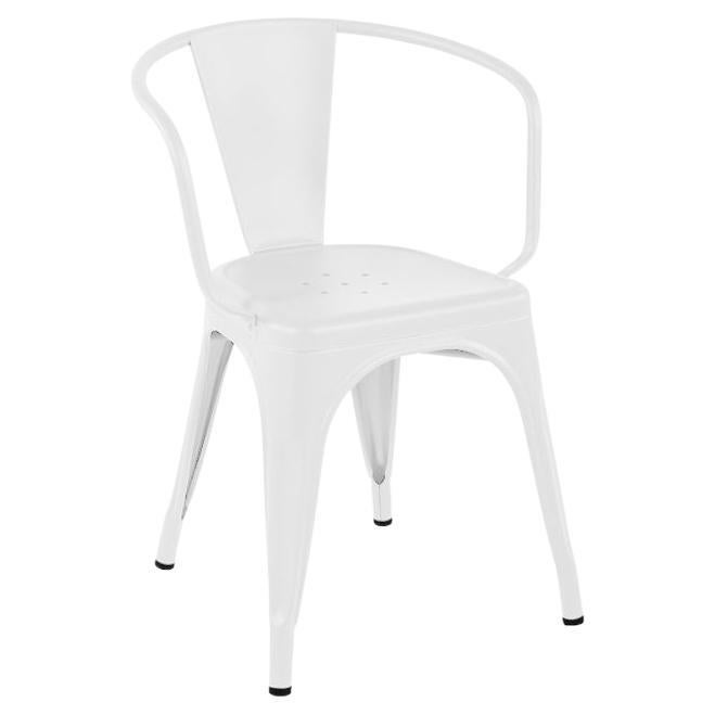 Tolix A56 Arm Chair Indoor Painted in White For Sale
