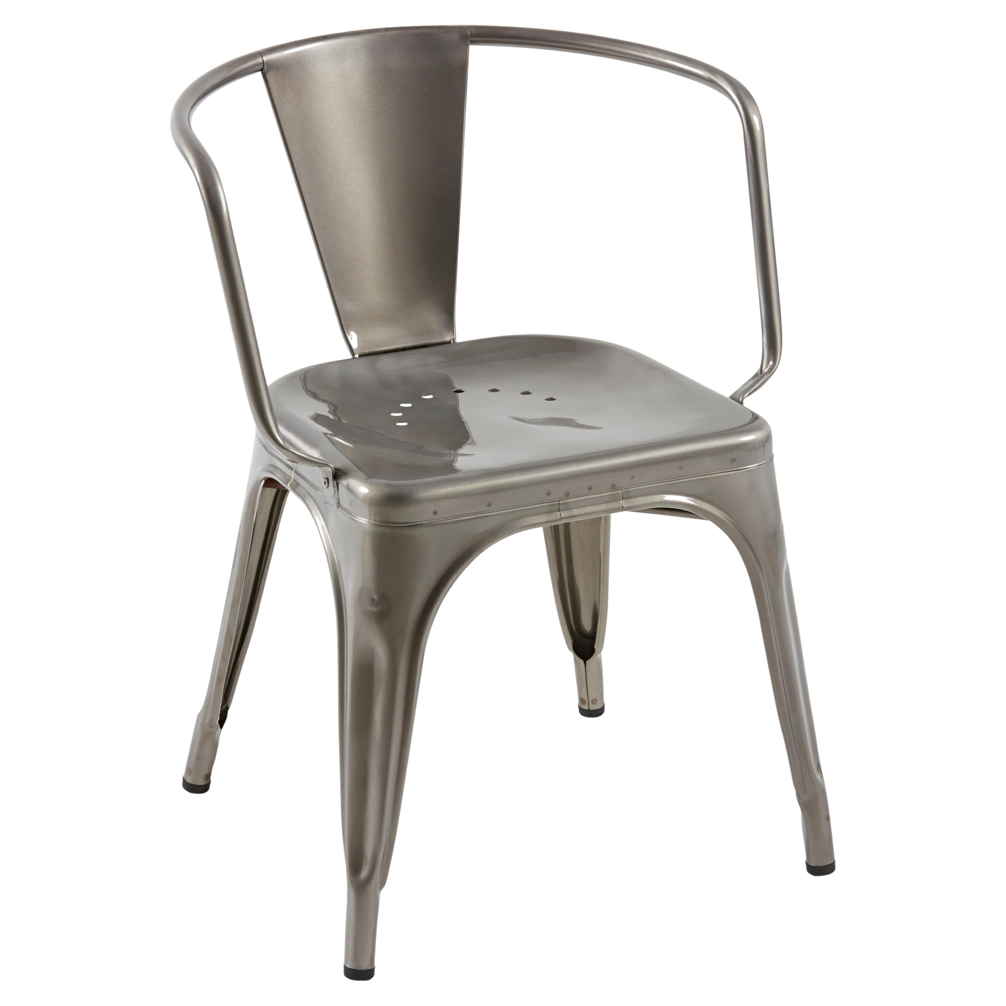 Tolix AC16 armchair Indoor Raw Steel in Glossy Raw Steel For Sale