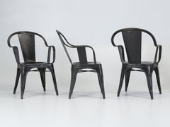 Tolix C Armchairs in Original Black Paint Set of (5) Unrestored Made in France
