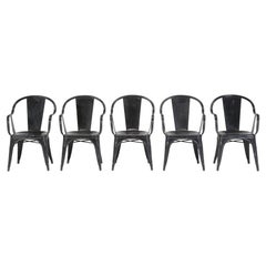 Poltrone A.I.C. in vernice nera originale Set di (5) non restaurate Made in France
