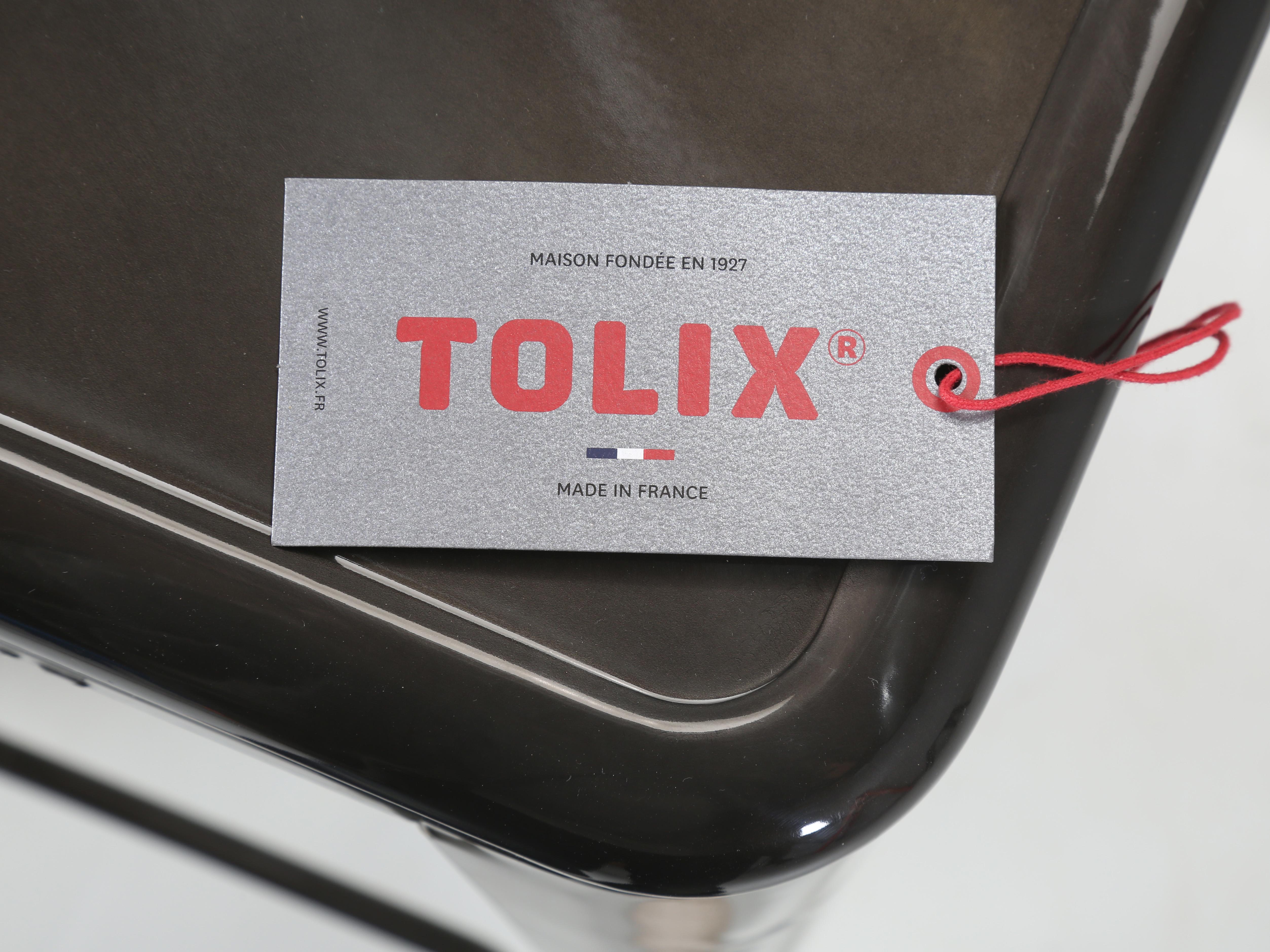 Tolix Authentic French Made in Glossy Dark Grey Bar Height Stools Set of (6) New en vente 5