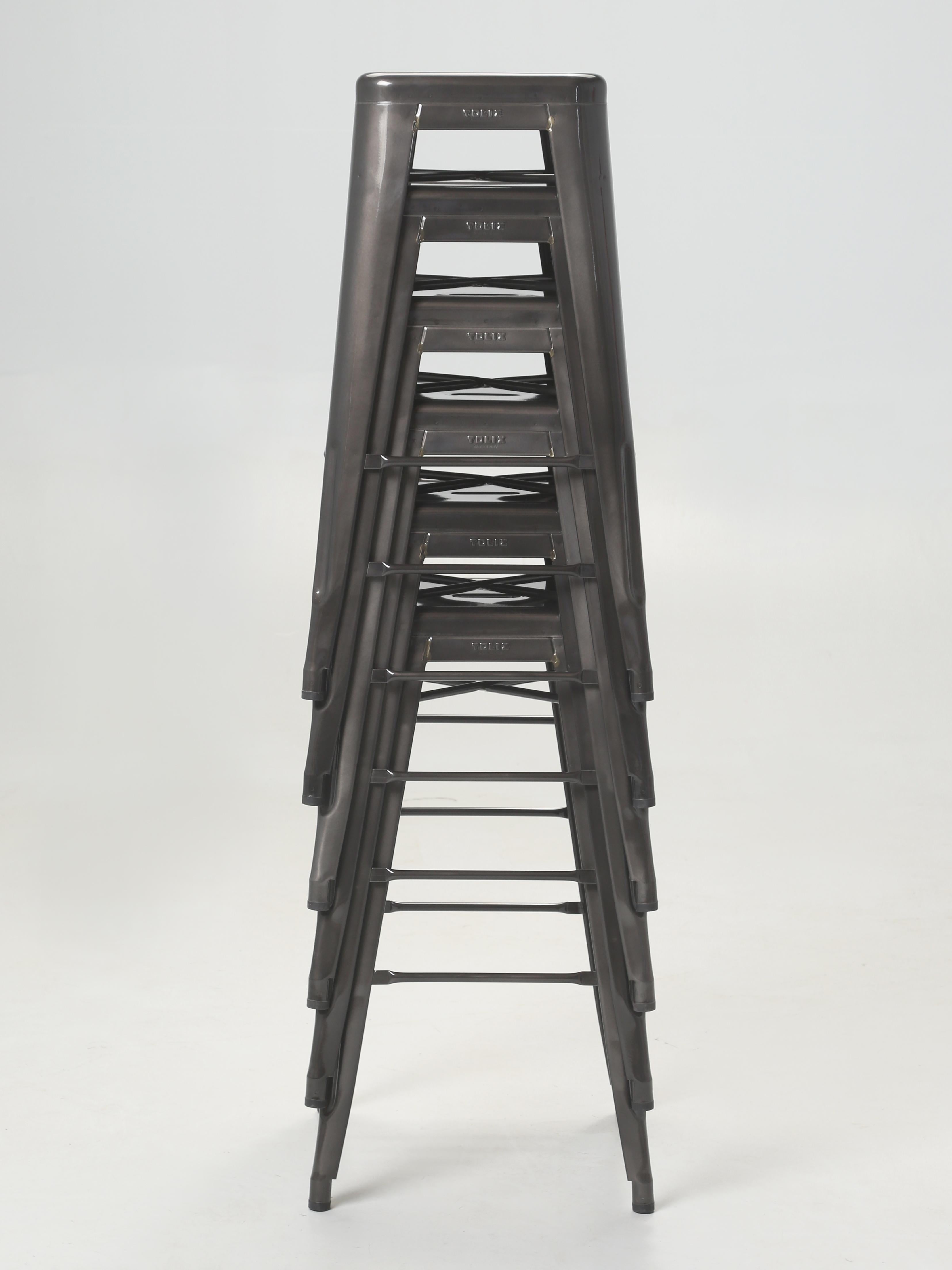 Autre Tolix Authentic French Made in Glossy Dark Grey Bar Height Stools Set of (6) New en vente