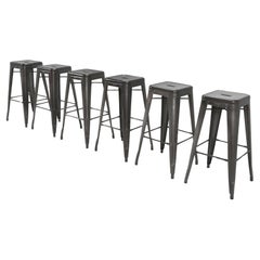 Tolix Authentic French Made in Glossy Dark Grey Bar Height Stools Set of (6) New