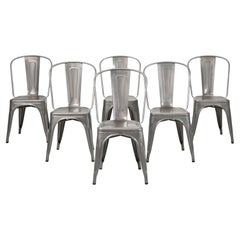 Tolix Authentic French Steel 6er-Set) Classic Stühle grau glänzend pulverbeschichtet