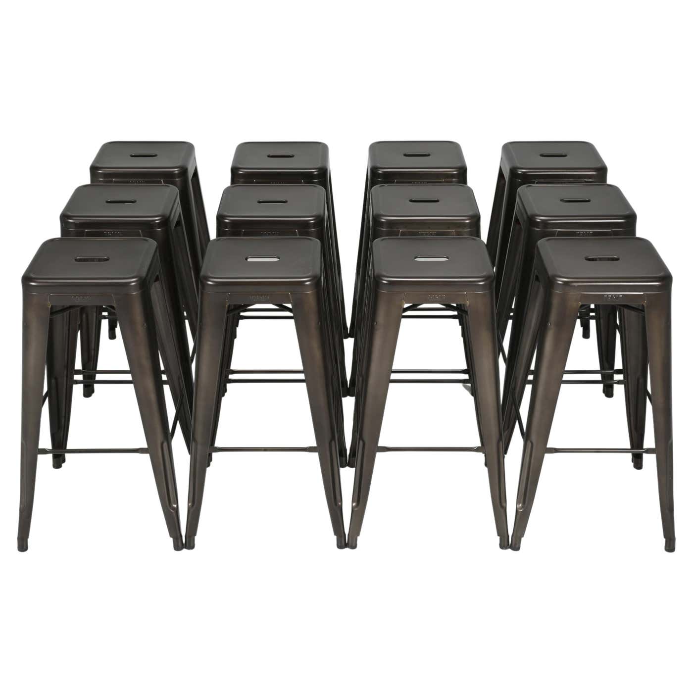 Tolix Bar Height Steel Stacking Stools, Hand-Made in France in Warm ...
