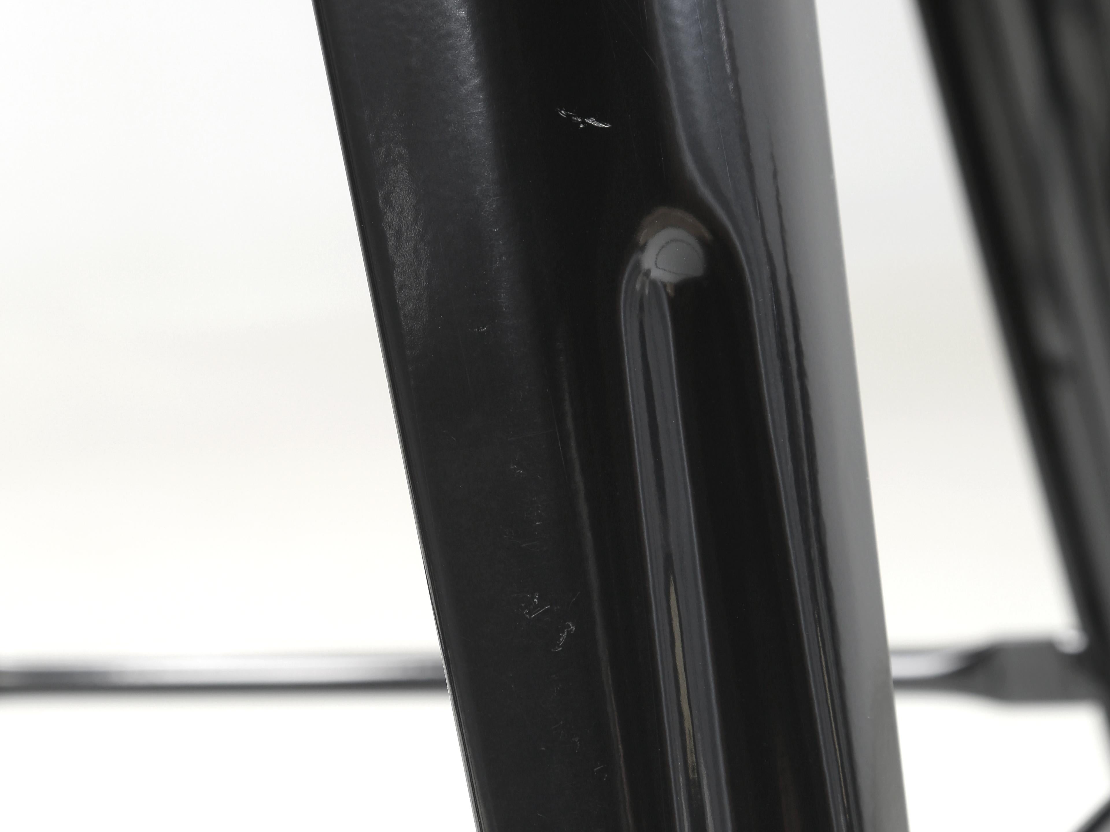 Tolix Counter-Height Low-Back Stools Pair (2) Glossy Jet Black Made in France For Sale 2