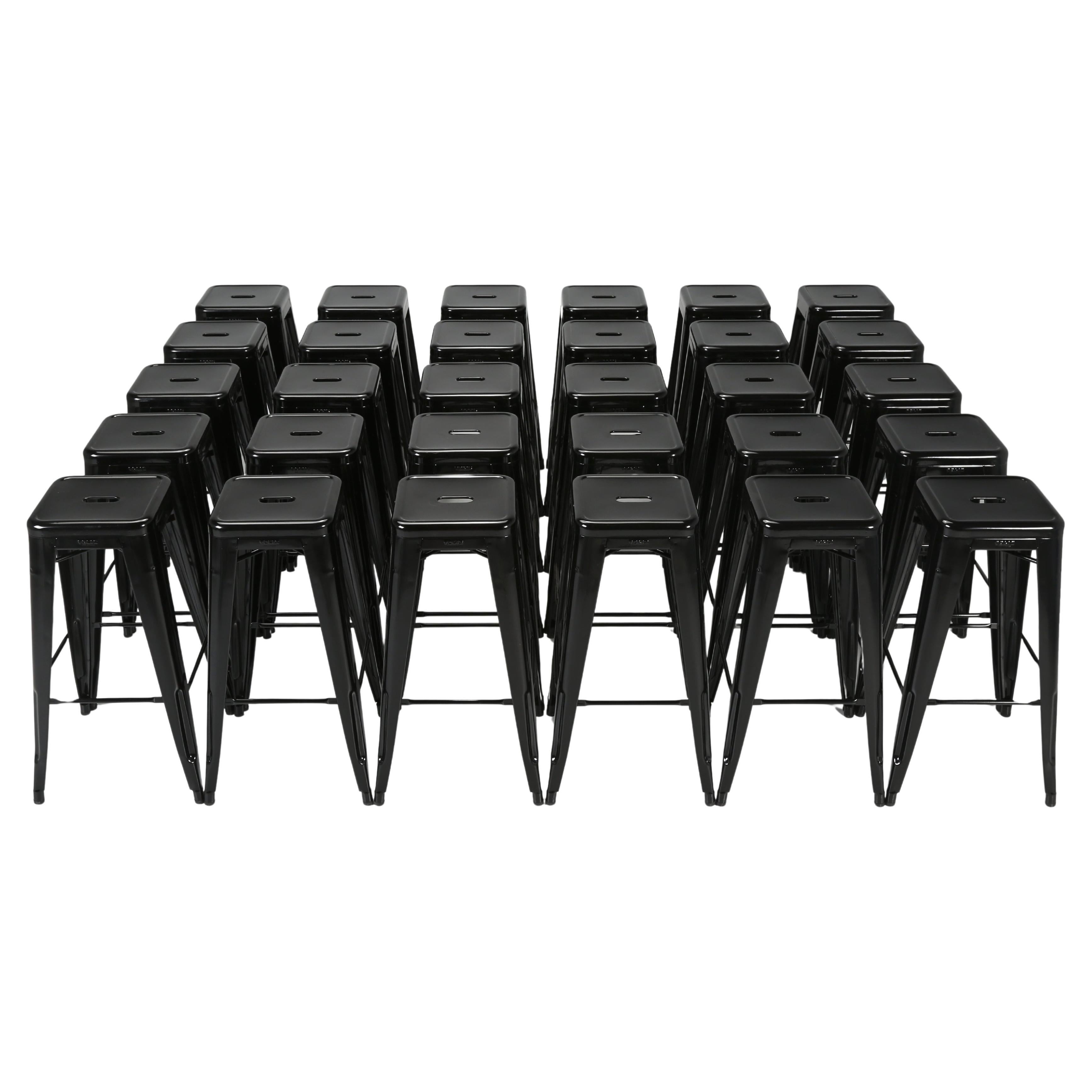 Tolix French Bar Height (42") Stools in Glossy Black - Set of 30 Any Quantity For Sale