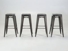 Tolix Genuine French Made Set of (4) Glossy Dark Grey Bar Stools Plus disponible