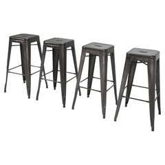 Tolix Genuine French Made Set of (4) Glossy Dark Grey Bar Stools More Available