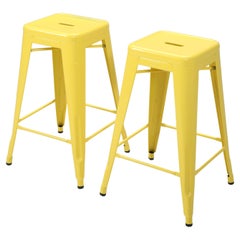 Tolix Genuine Hand-Made in France Pair Counter Height Stools Powdered-Coated