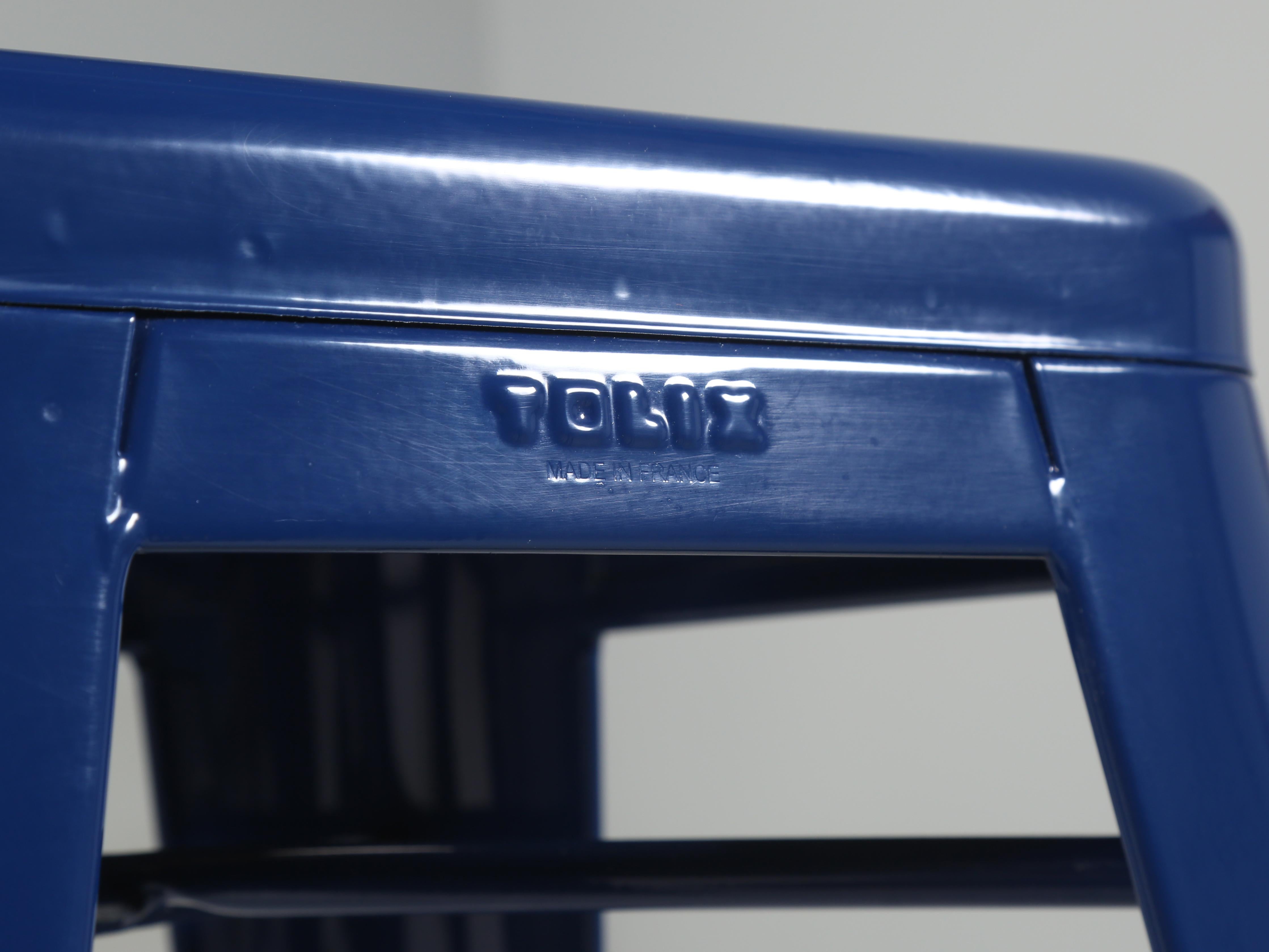 Tolix Glossy Navy Blue Original Made in France Counter Stools Set of (2) For Sale 4