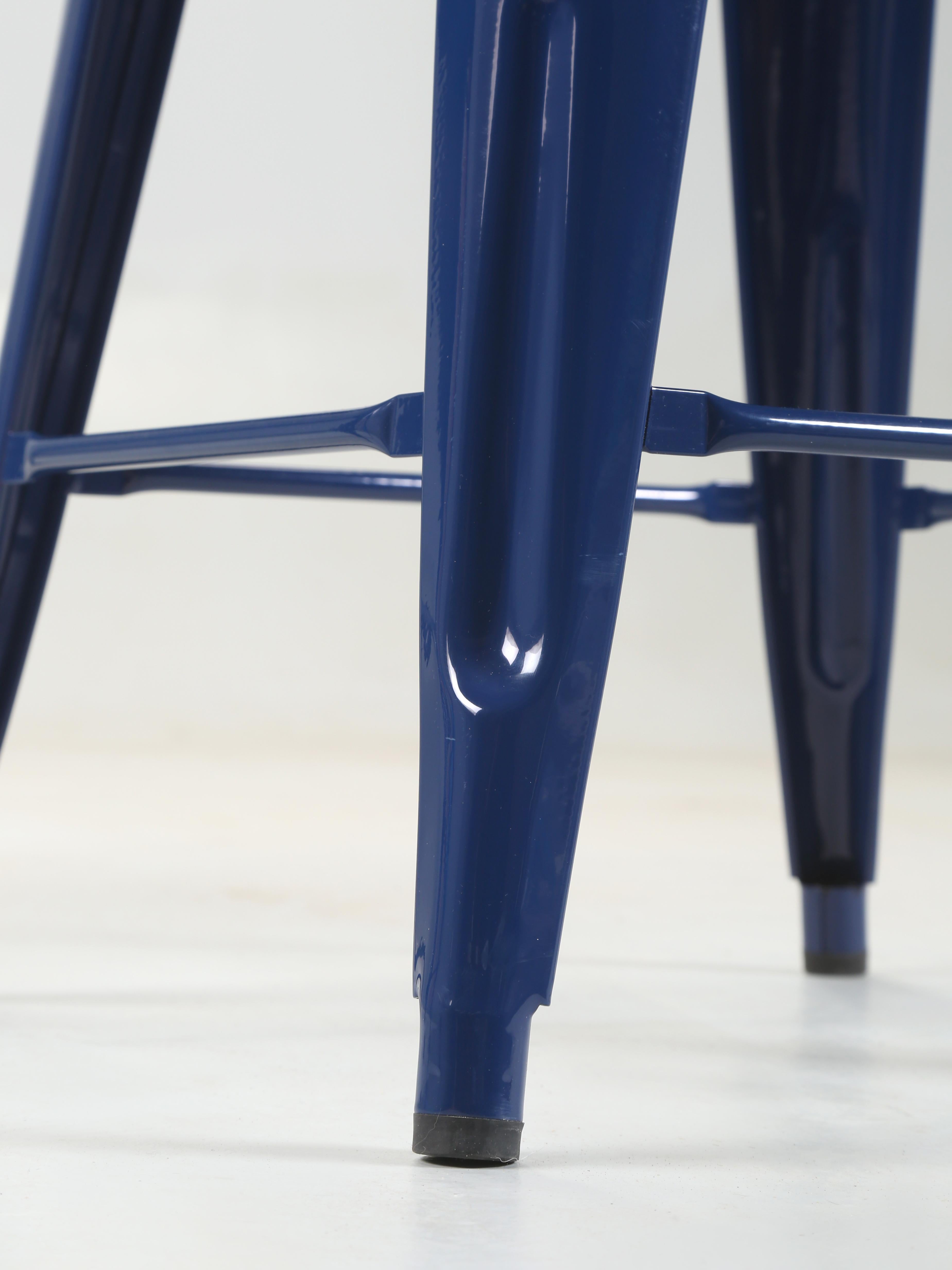 Tolix Glossy Navy Blue Original Made in France Counter Stools Set of (2) For Sale 5