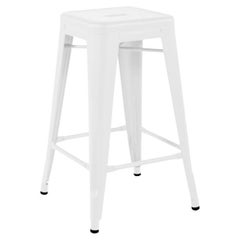 Tolix tabouret d'intérieur H65 peint en blanc