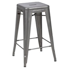 Tolix H75 Stool Indoor Raw Steel in Glossy Raw Steel