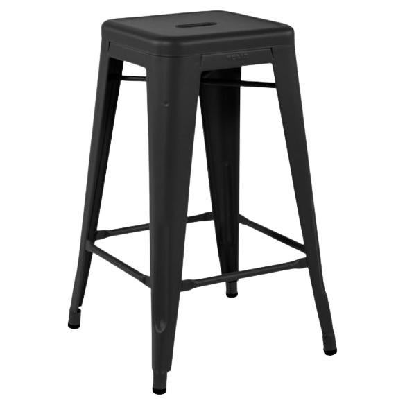 Tolix H75 Stool Outdoor Painted MFT in Black For Sale