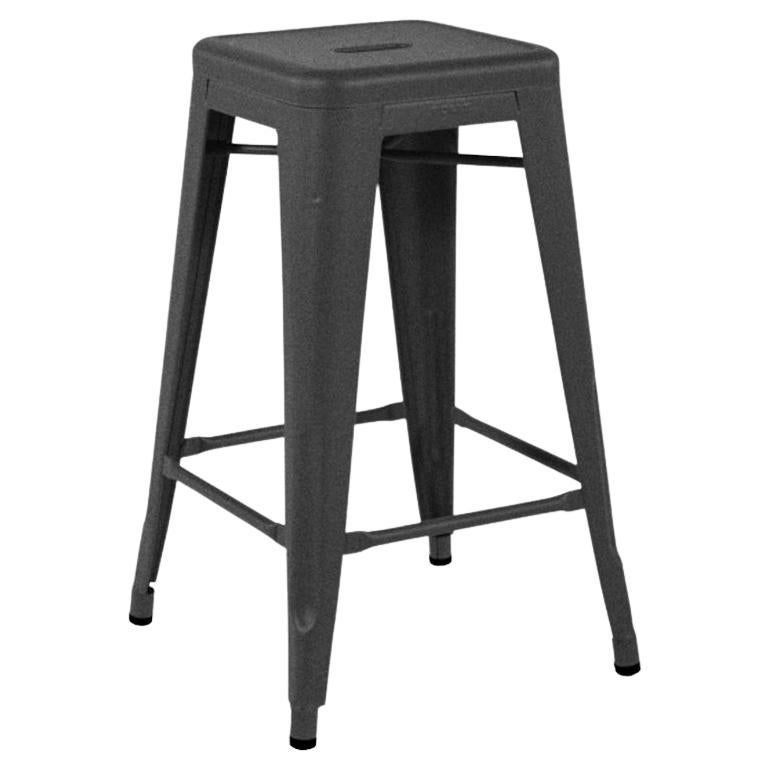 Tolix H75 Stool Outdoor Painted MFT in Graphite For Sale