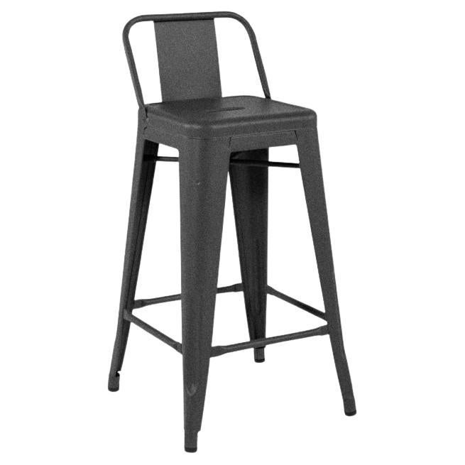Tolix HPD75 Stool Indoor Painted in Graphite For Sale