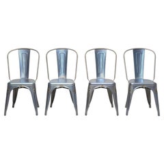 Tolix Made in France Steel Chairs Blue Grey Wash Set of (4) Hundreds Available