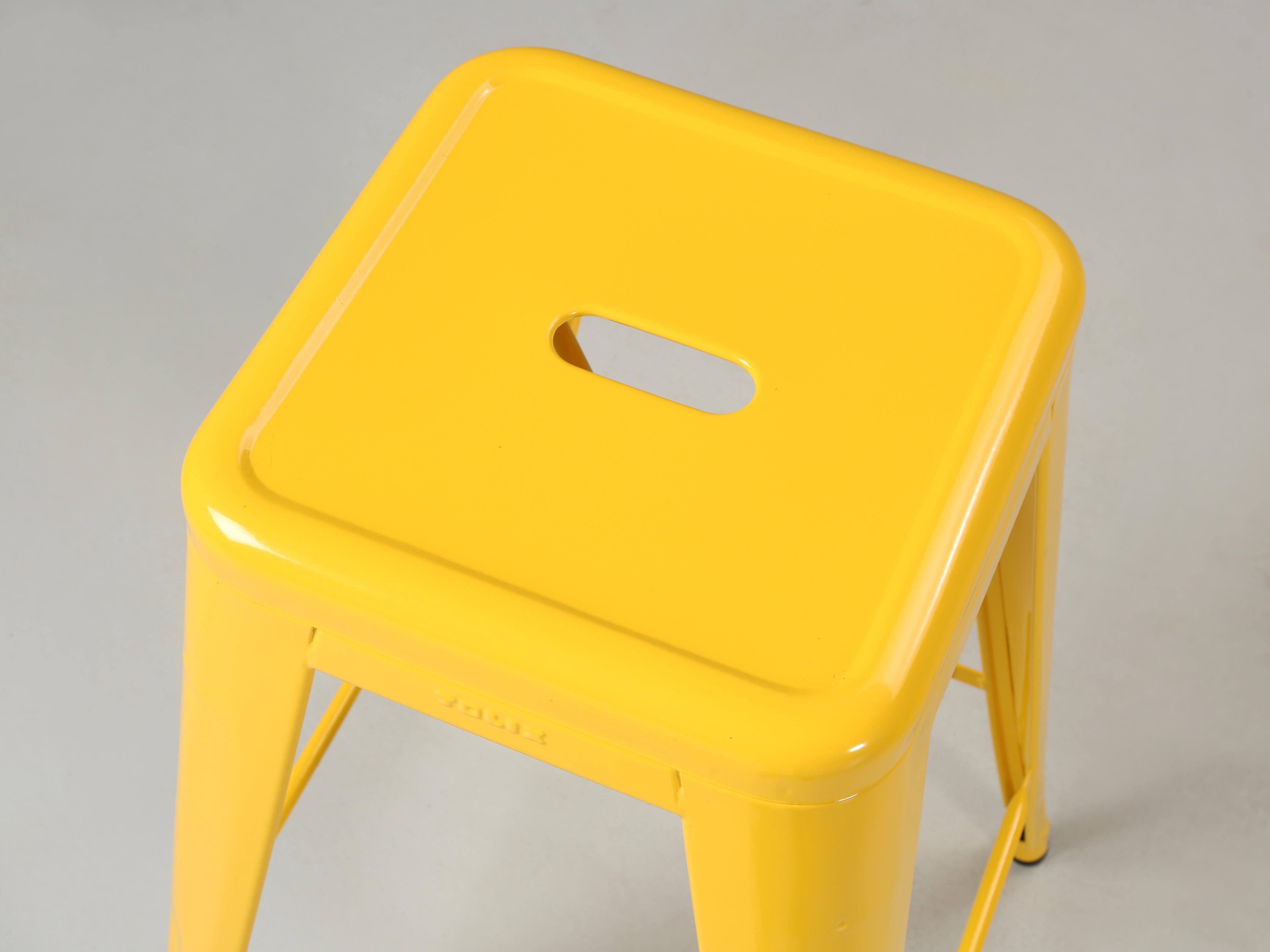Industrial Tolix Made in France Steel Stacking Stools 100's in Stock, Most Colors Available For Sale