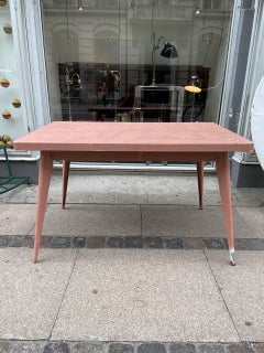 Tolix Metal Table, Pink and Patina