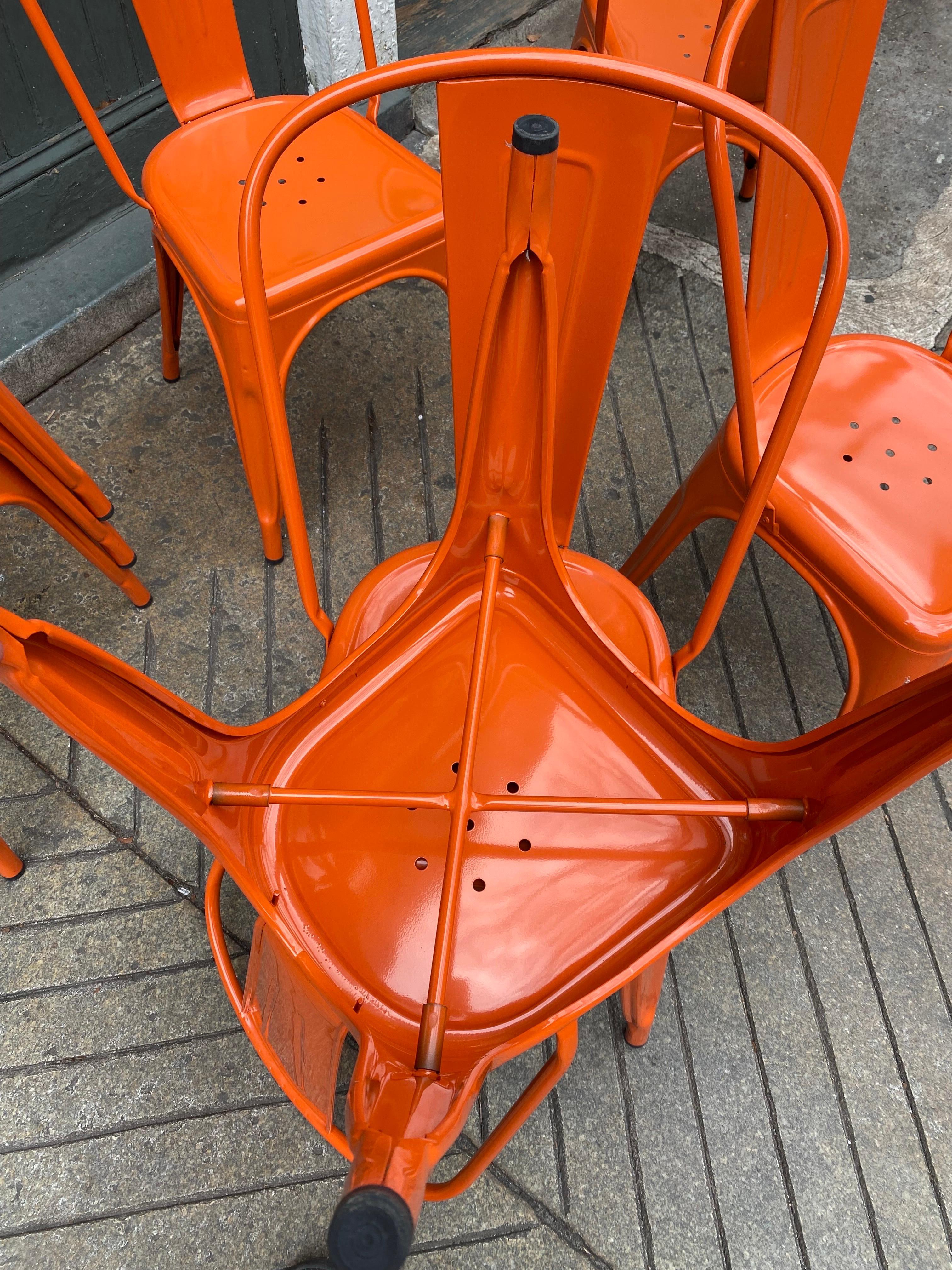 Tolix Orange Stacking Cafe Chairs In Good Condition In Philadelphia, PA