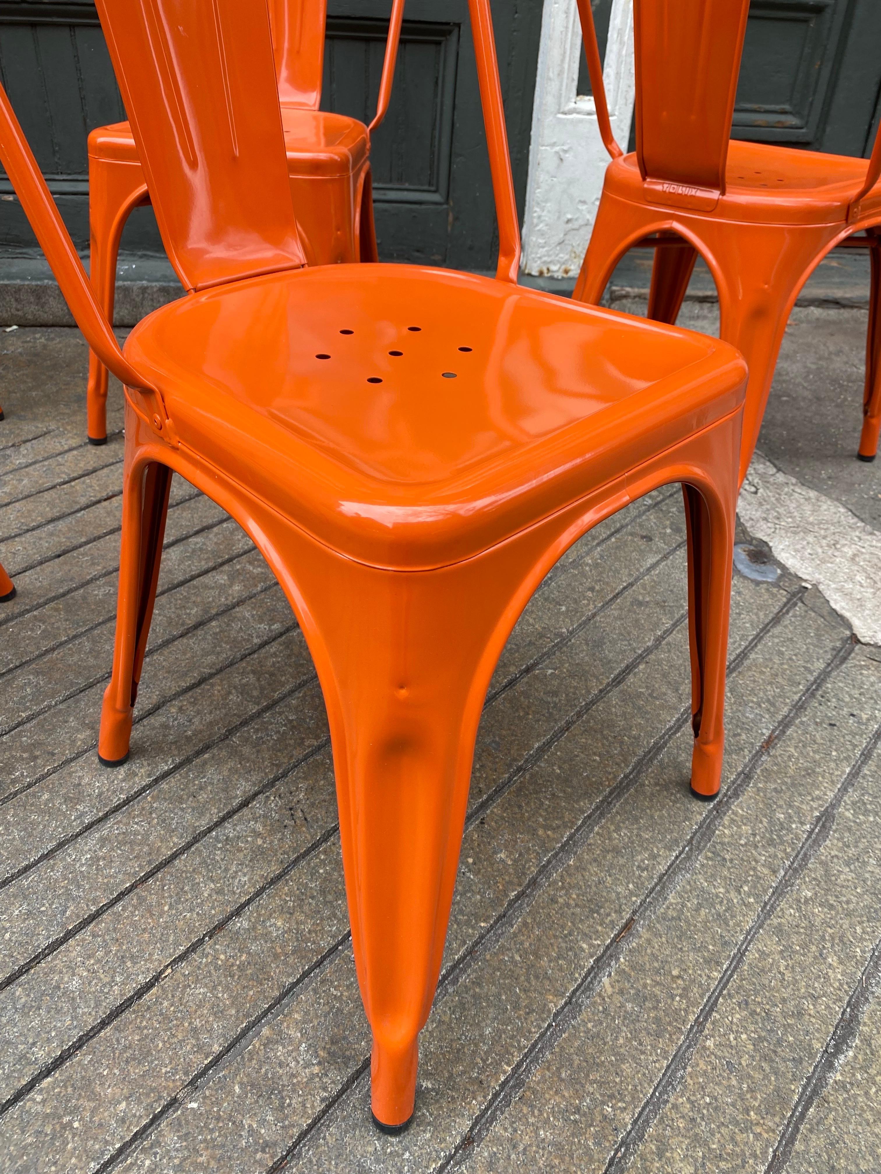 Metal Tolix Orange Stacking Cafe Chairs