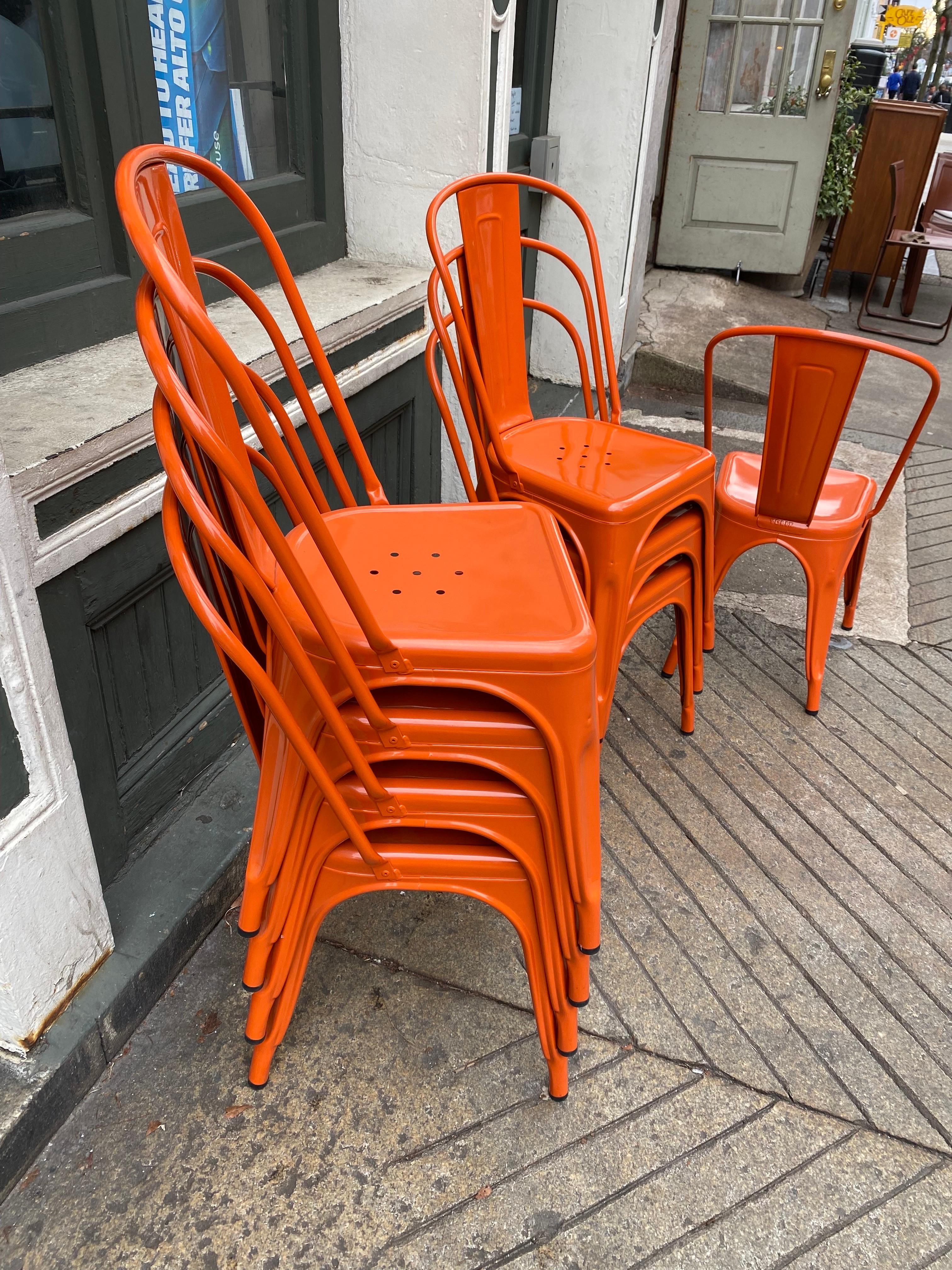 Tolix Orange Stacking Cafe Chairs 1