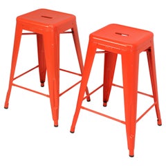 Tolix Original French Counter Stools Blood Orange Set (2) Other Colors Available