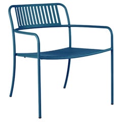 Tolix Patio Slatted Lounge Arm Chair Outdoor Painted in Blueberry