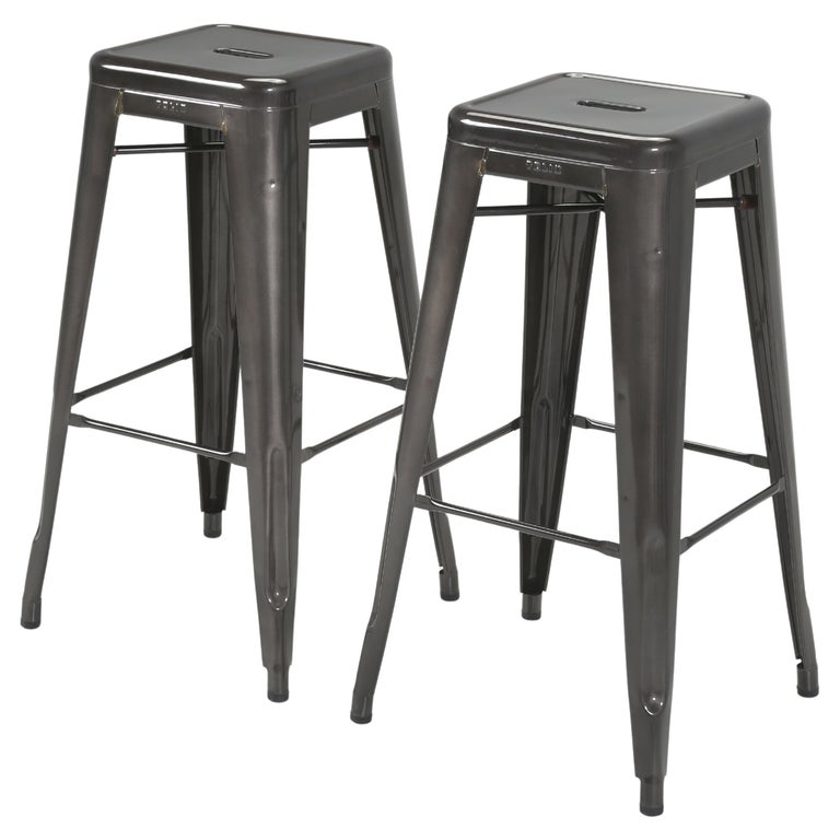 Tolix Sgabelli Originali Tolix Set Di (2) Sgabelli Da Bar Grigio