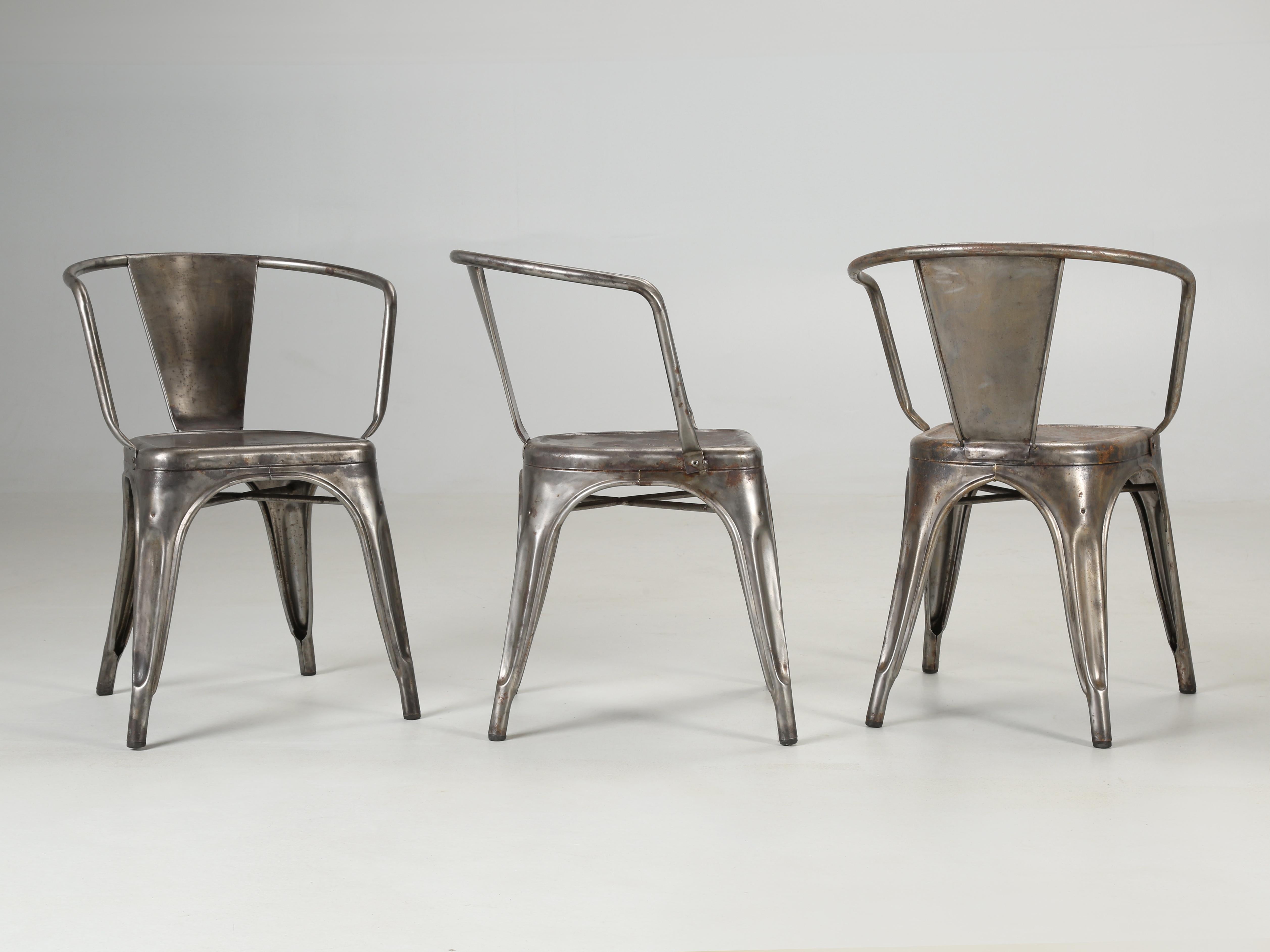 The infamous Tolix steel stacking chairs were invented by a French roofer named Xavier Pauchard. Soon as the public realized how convenient it was to stack your Tolix chairs, safely up to (12) high, they became an immediate success. In short order