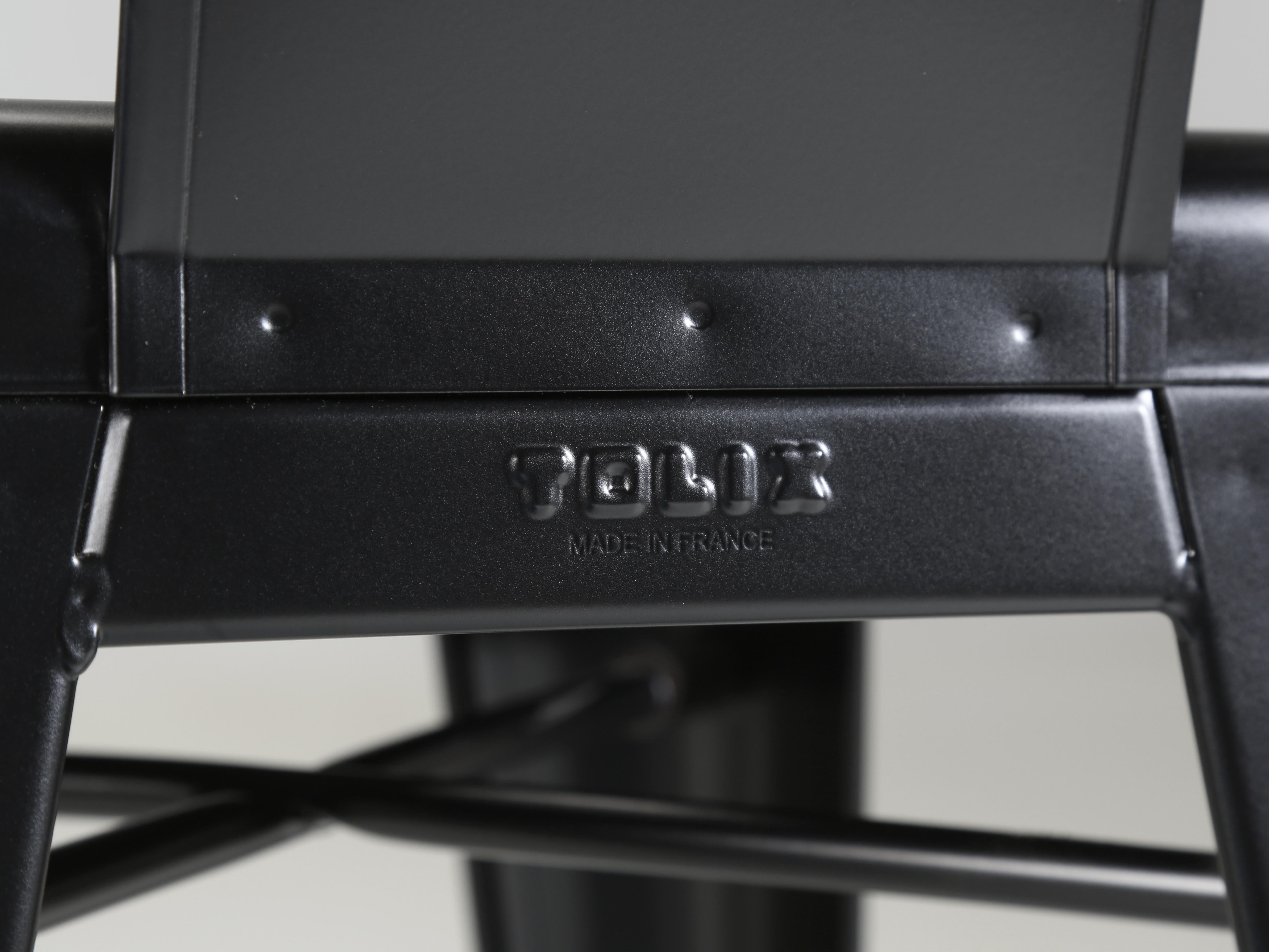 Tolix Steel Counter Height Stools in a Powder-Coated Jet Matte Black Finish 1