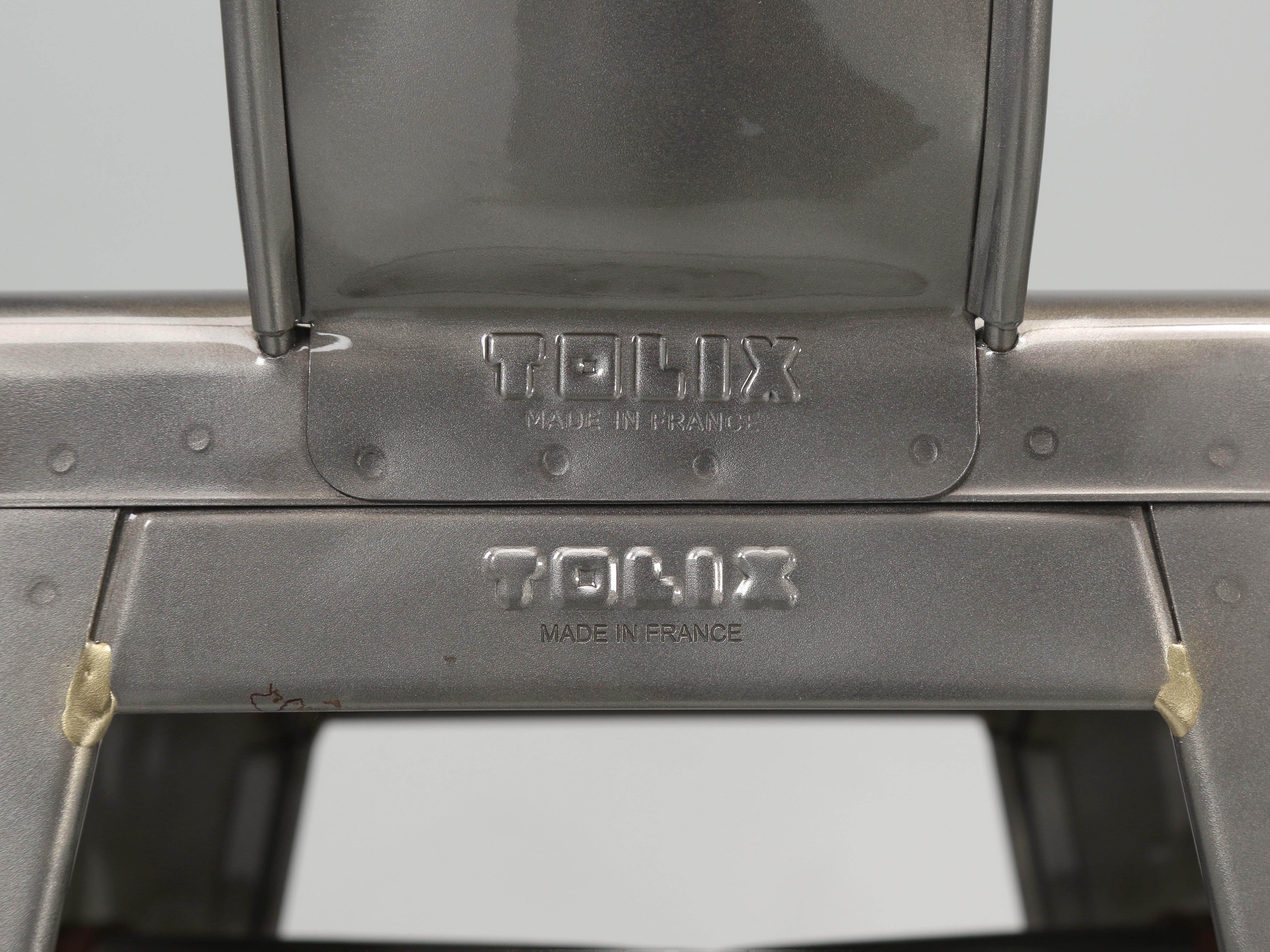 Tolix Glossy High-Back Counter Height Stools Made in France Showroom Samples For Sale 2