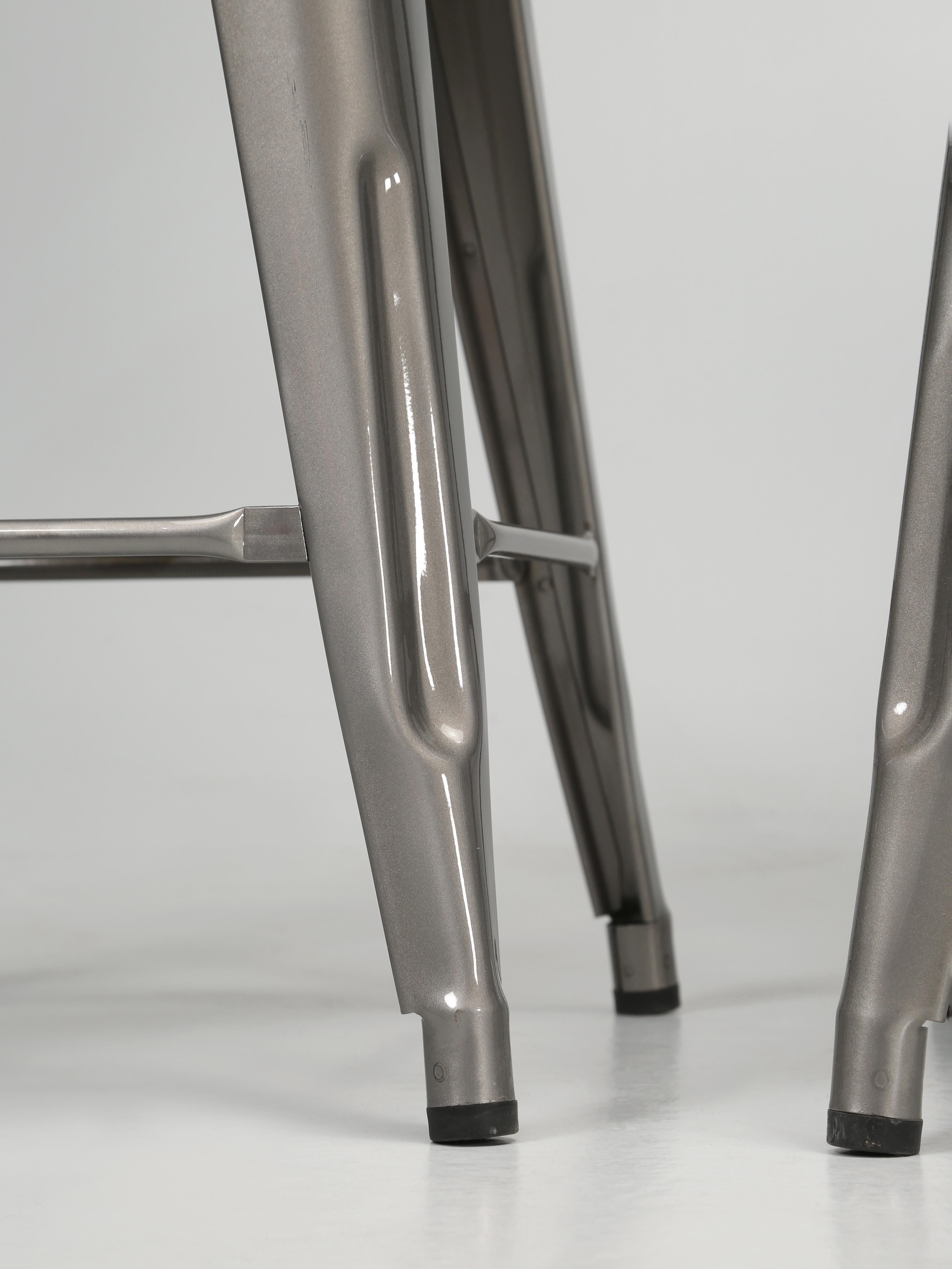 Tolix Glossy High-Back Counter Height Stools Made in France Showroom Samples For Sale 3