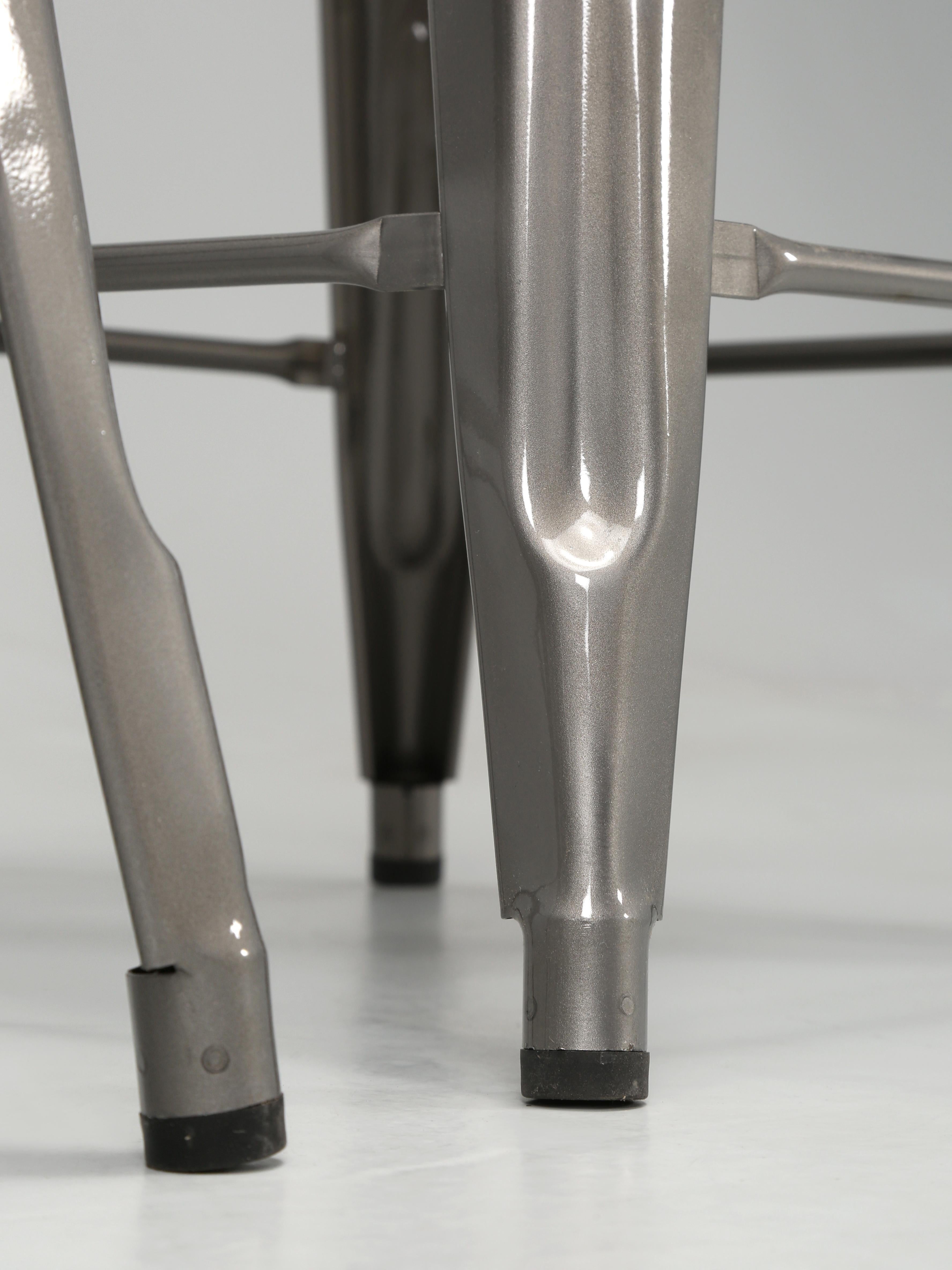 Tolix Glossy High-Back Counter Height Stools Made in France Showroom Samples For Sale 4
