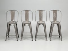 Tolix Steel High-Back Counter Height Stools Made in France Showroom Samples
