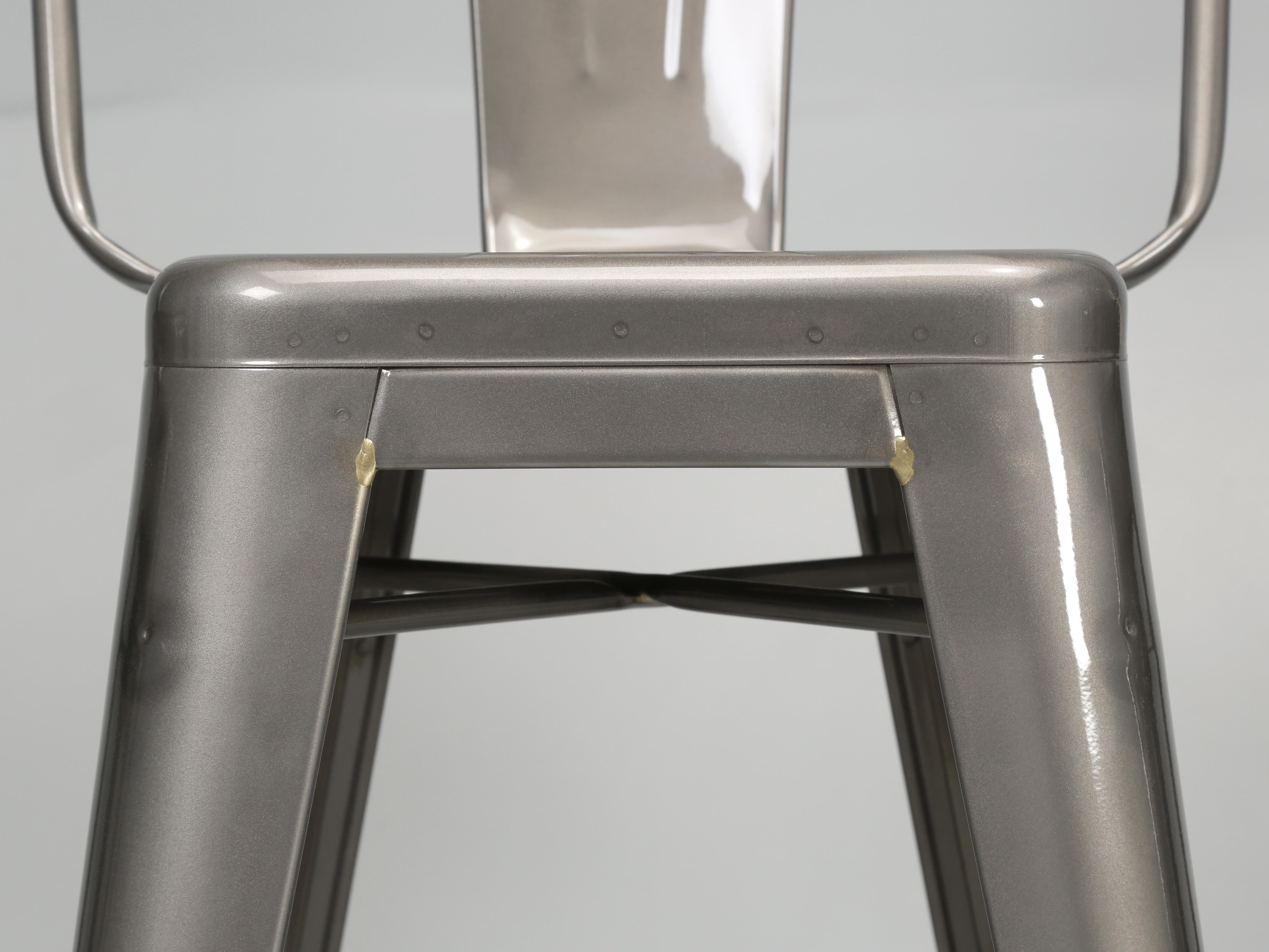 Contemporary Tolix Glossy High-Back Counter Height Stools Made in France Showroom Samples For Sale