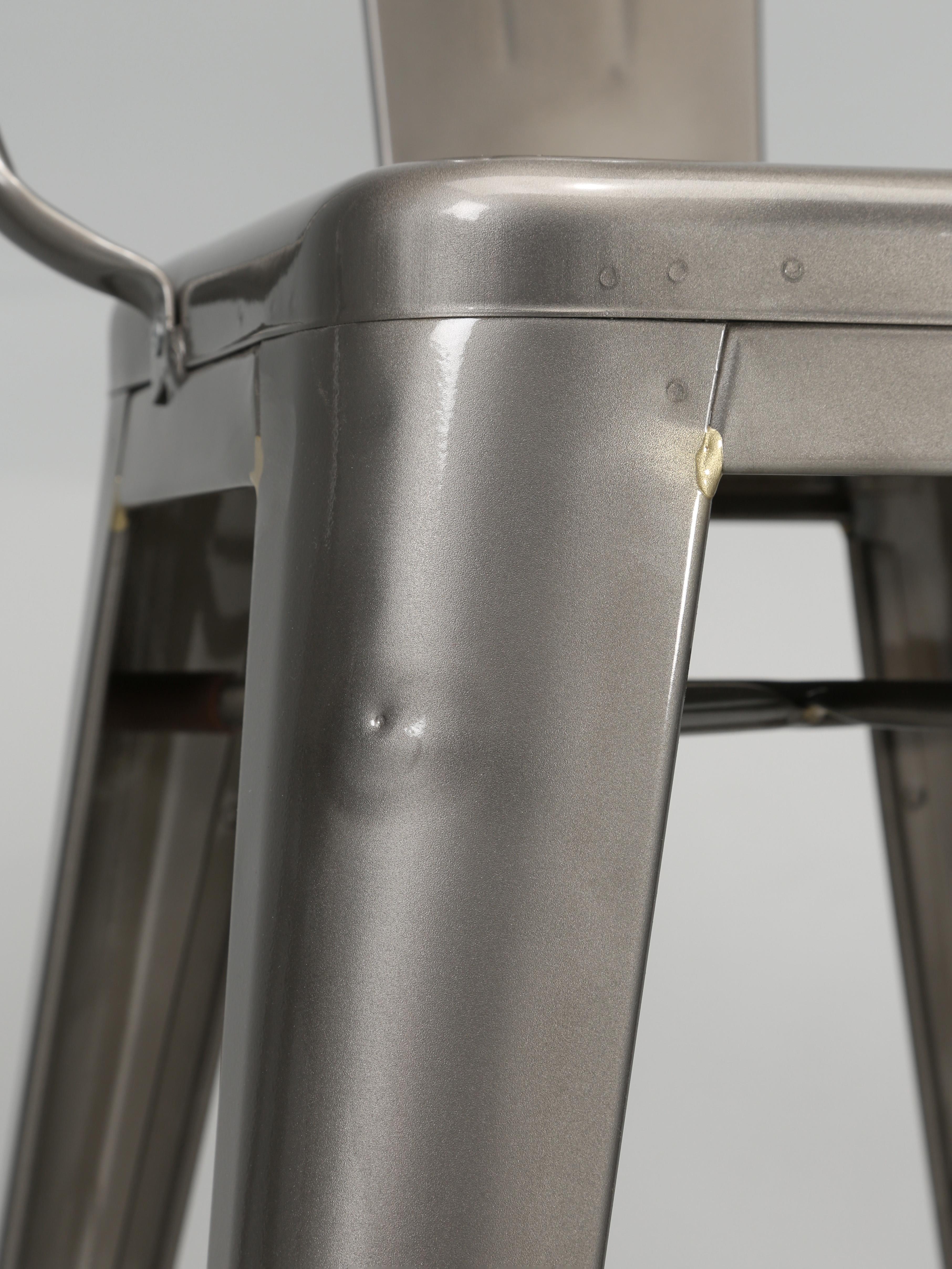 Steel Tolix Glossy High-Back Counter Height Stools Made in France Showroom Samples For Sale
