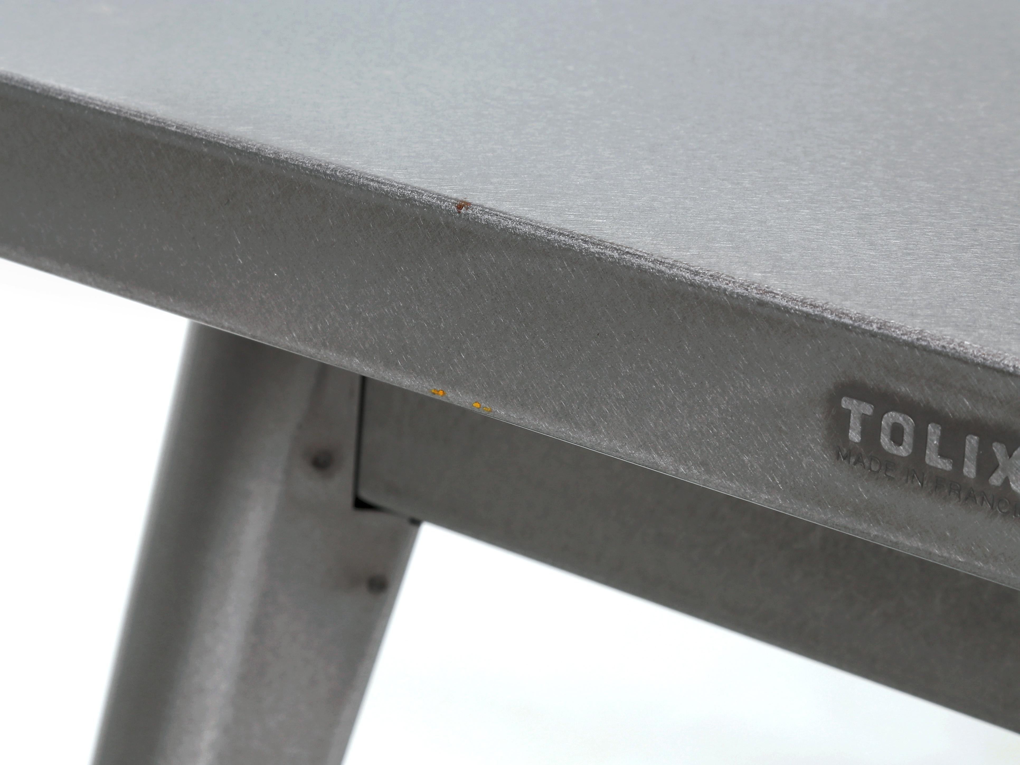 Tolix Steel Small Table Made in France Powder Coated Silver As New Condition For Sale 3