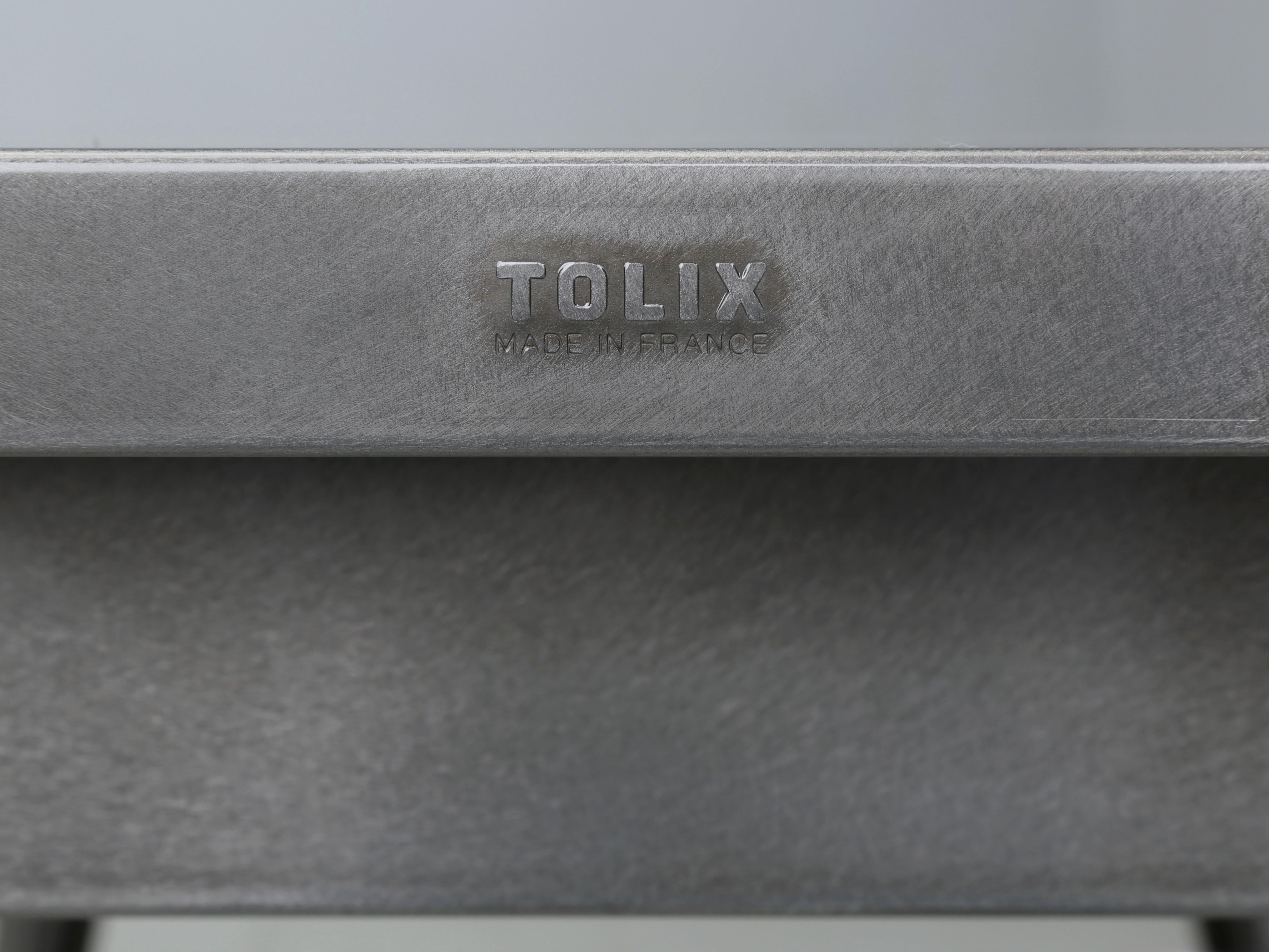 Tolix Steel Small Table Made in France Powder Coated Silver As New Condition For Sale 4