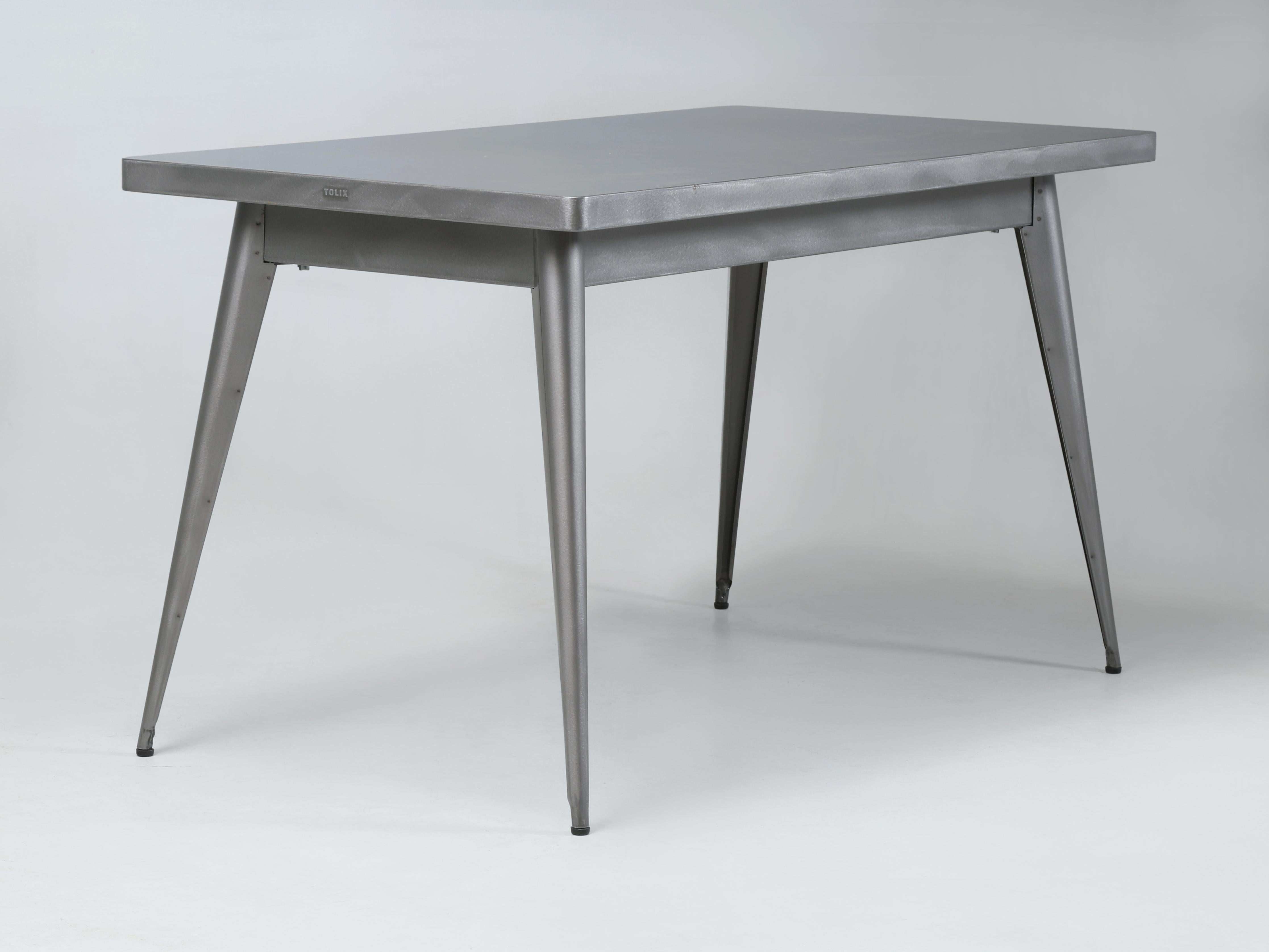 Modern Tolix Steel Small Table Made in France Powder Coated Silver As New Condition For Sale