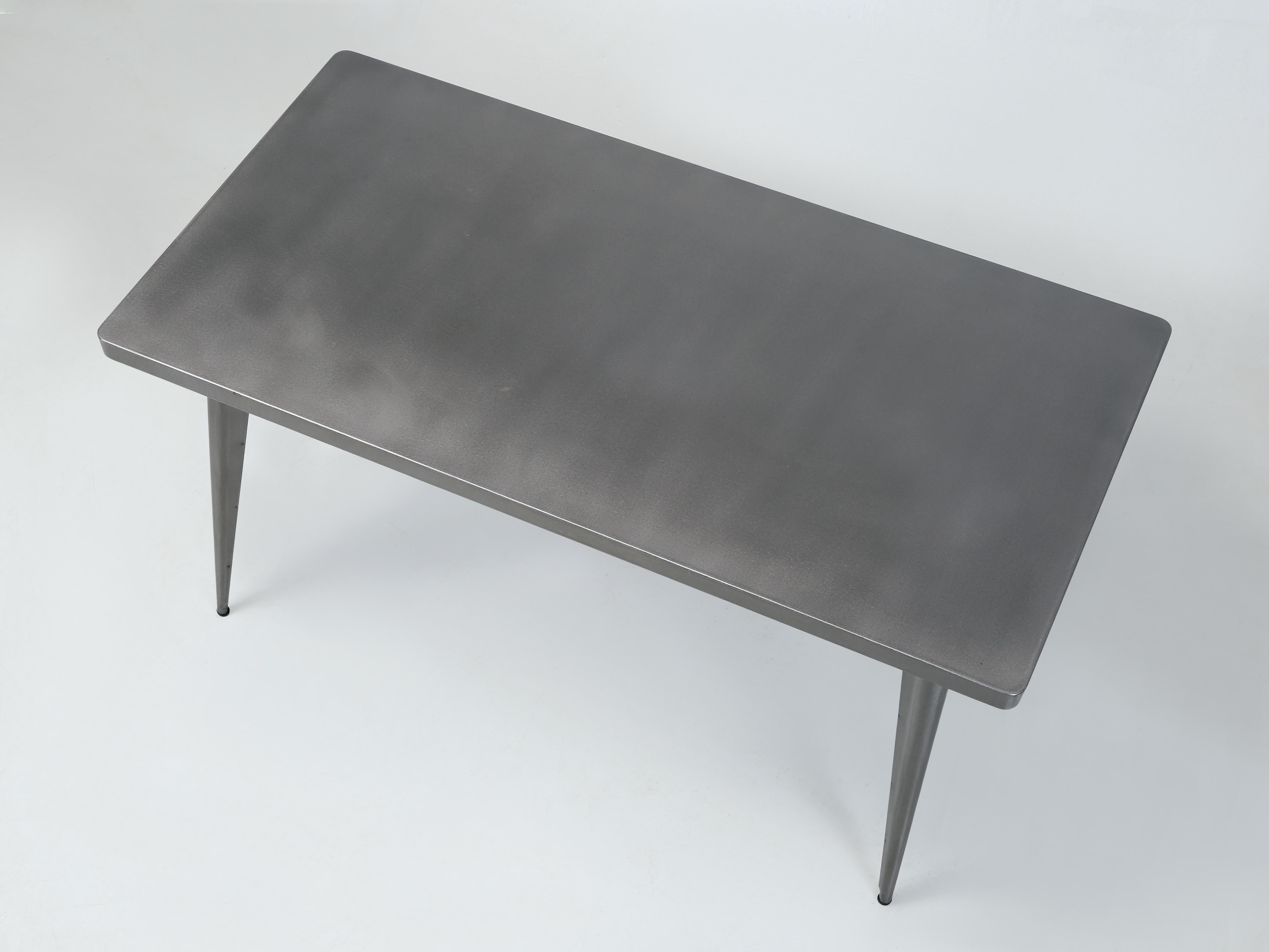Hand-Crafted Tolix Steel Small Table Made in France Powder Coated Silver As New Condition For Sale