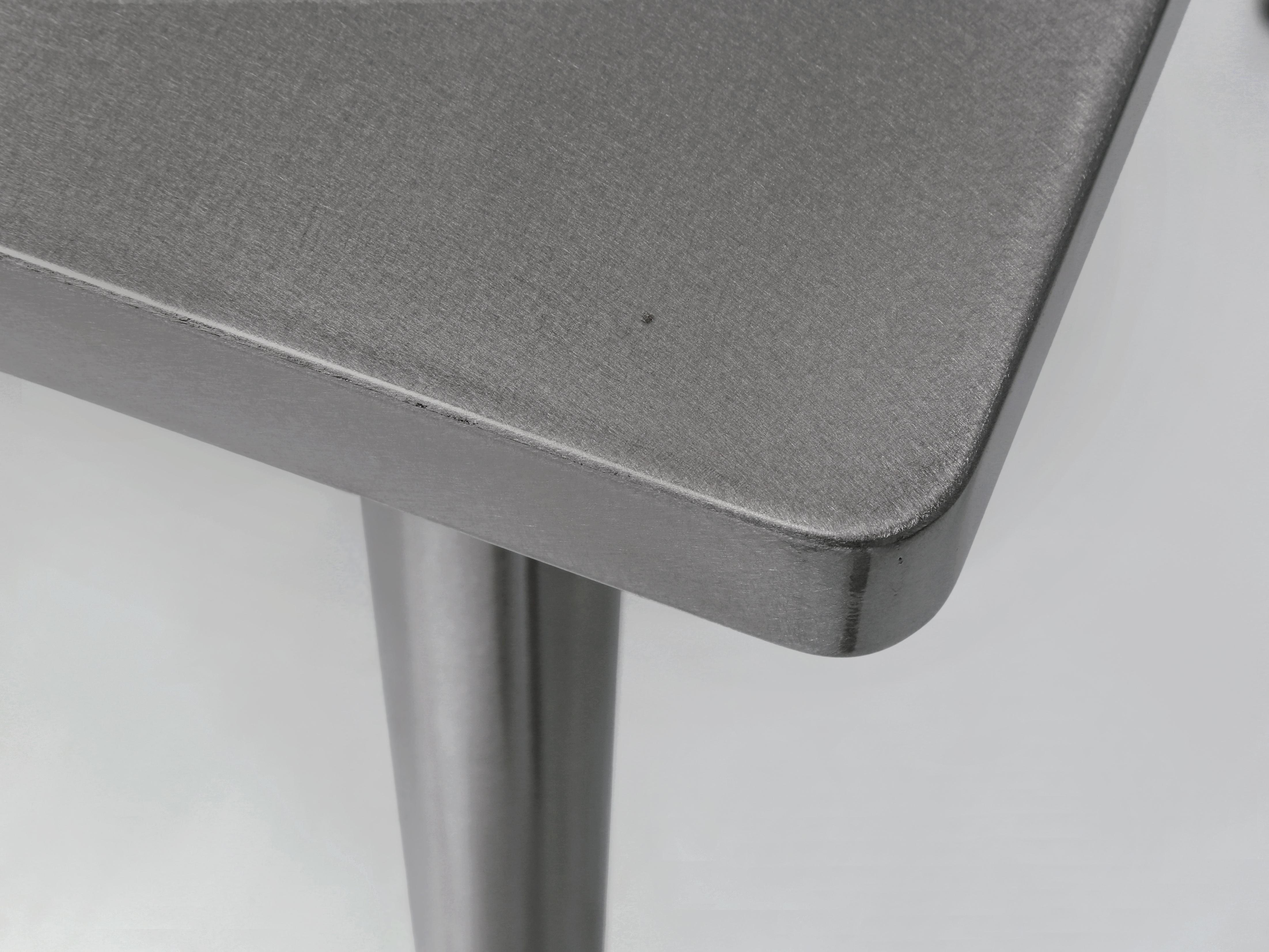 Tolix Steel Small Table Made in France Powder Coated Silver As New Condition In Good Condition For Sale In Chicago, IL